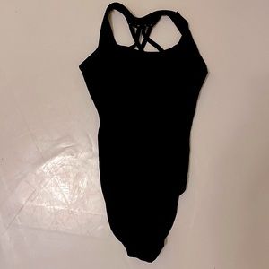 Black SoDanca Leotard High Neck and Cross Back 12-14 / Small